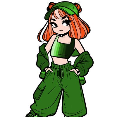 girl in crop top and baggy pants