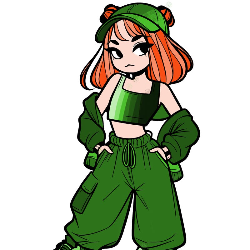 girl in crop top and baggy pants