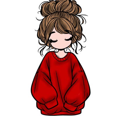 girl with baggy sweatshirt and messy bun