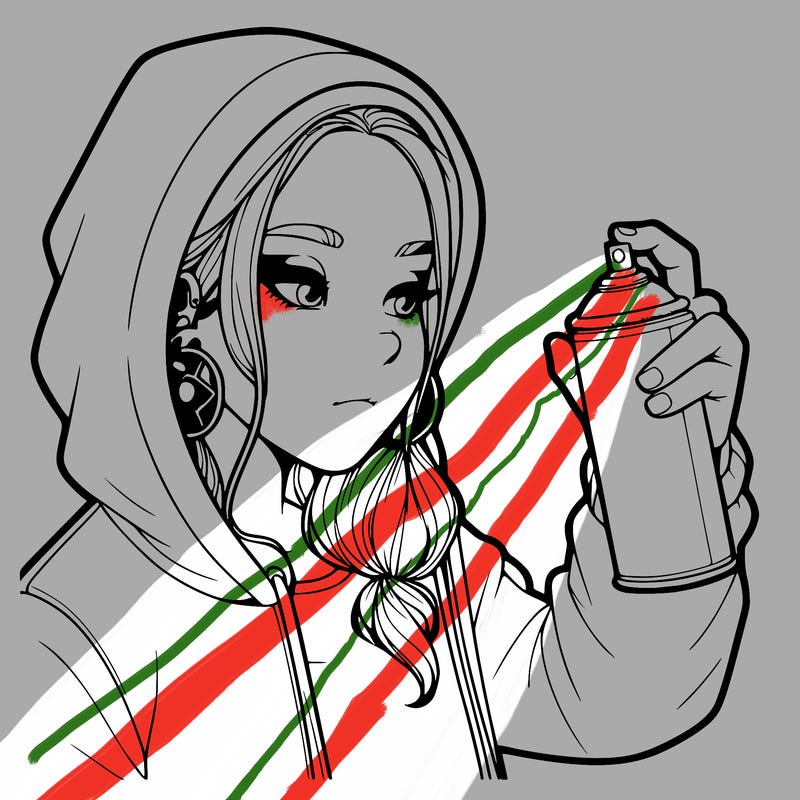 a realistic girl, spray painting