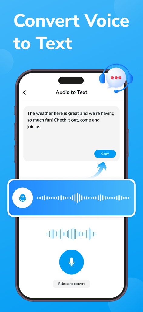 Tele Web Tools for Messenger - Tele Web Tools app interface showing the voice to text conversion feature