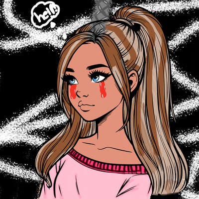 realistic girl with a high ponytail