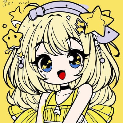 cute anime girl with star accessories