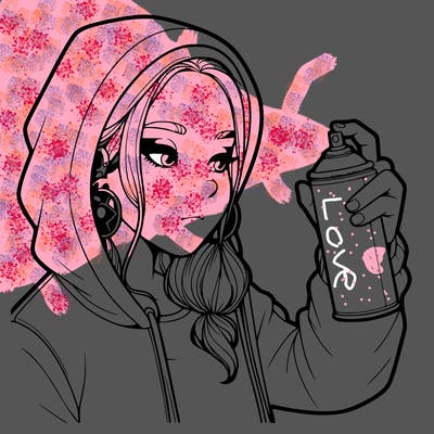 a realistic girl, spray painting