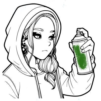 a realistic girl, spray painting