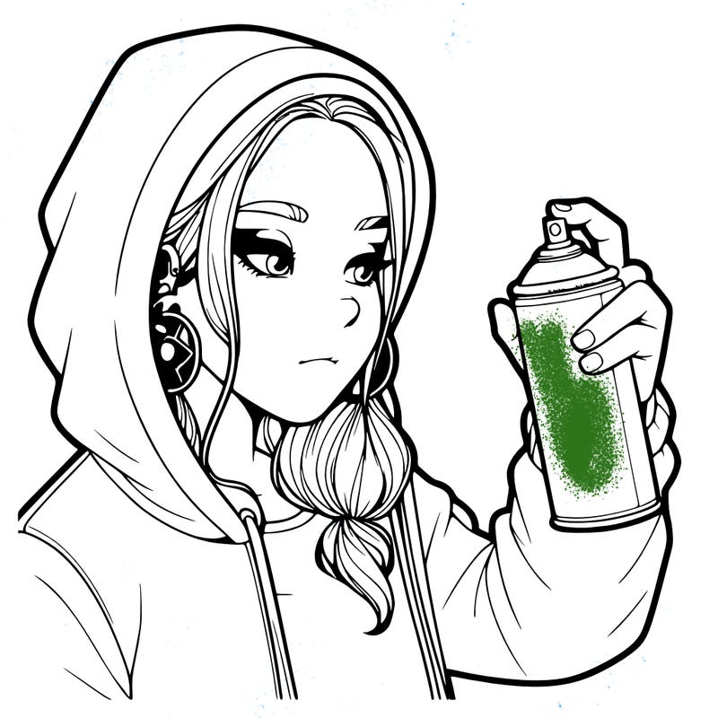 a realistic girl, spray painting