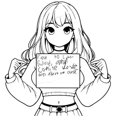 girl holding a blank sign in a long sleeve crop top