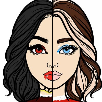 realistic girl split half