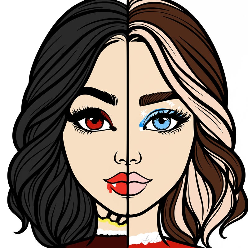 realistic girl split half
