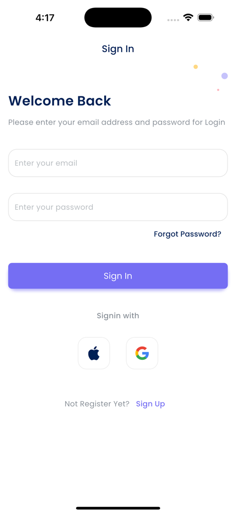 Family Circle - Sign in screen for the Family Circle family locator app showing email and social login options