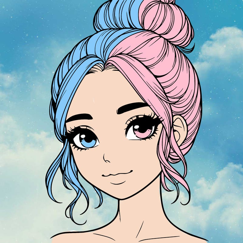 realistic pretty girl with hair in bun