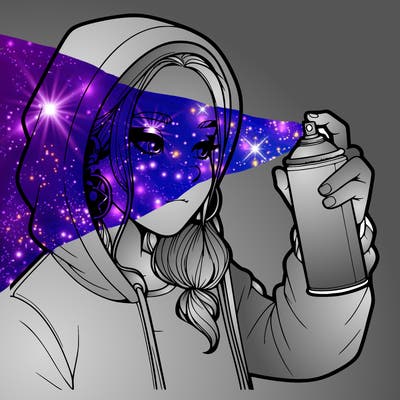 a realistic girl, spray painting