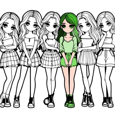 a group of girls realistic