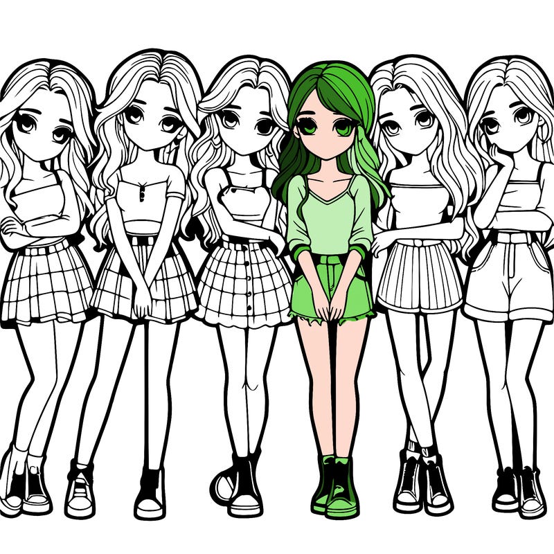 a group of girls realistic