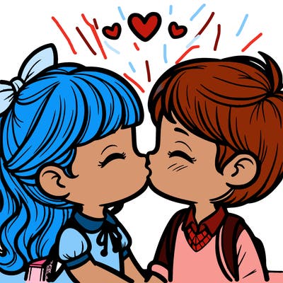 boy and girl kissing