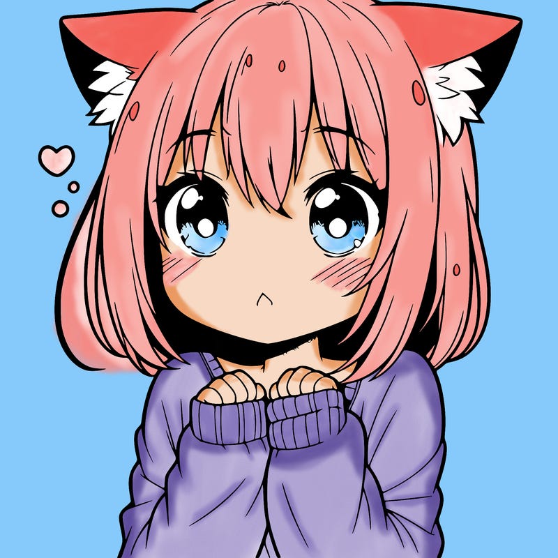 shy anime catgirl