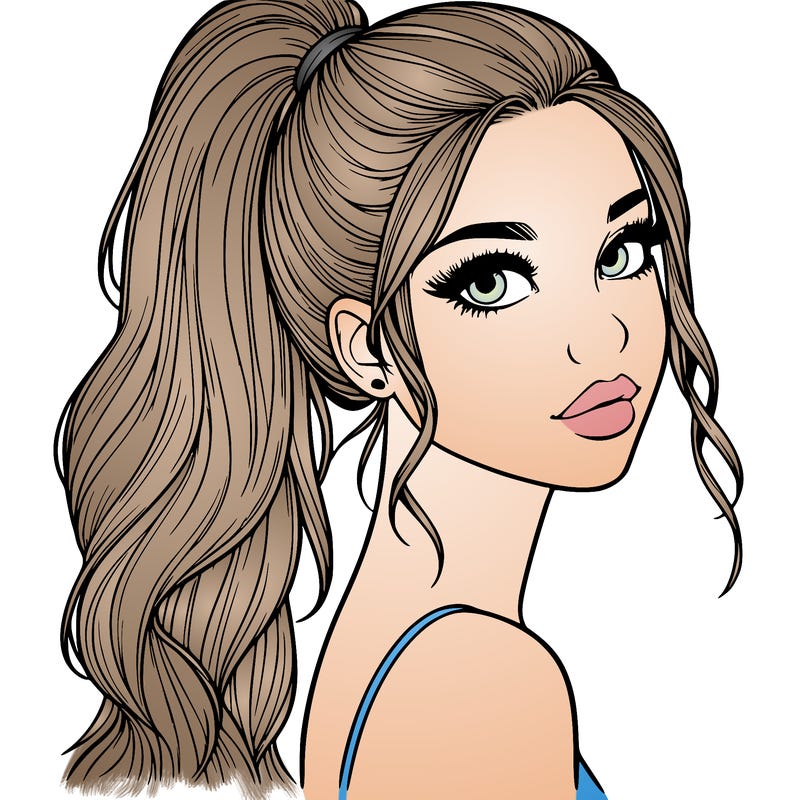 realistic pretty girl with high pony tail