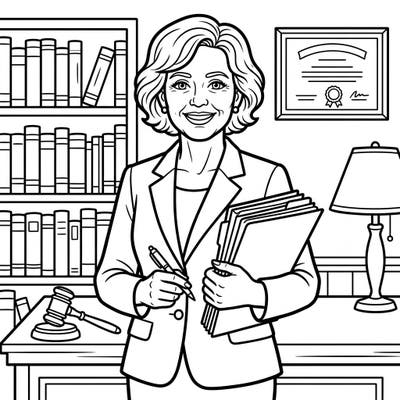 Step into the world of law with this engaging coloring page featuring a distinguished lawyer. Designed with large print and clear lines, it offers a relaxing and accessible creative experience especially for seniors.