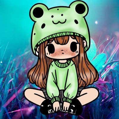 a girl wearing a frog hat and some frog socks