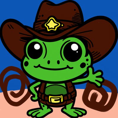 cartoon frog with a cowboy hat