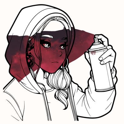 a realistic girl, spray painting