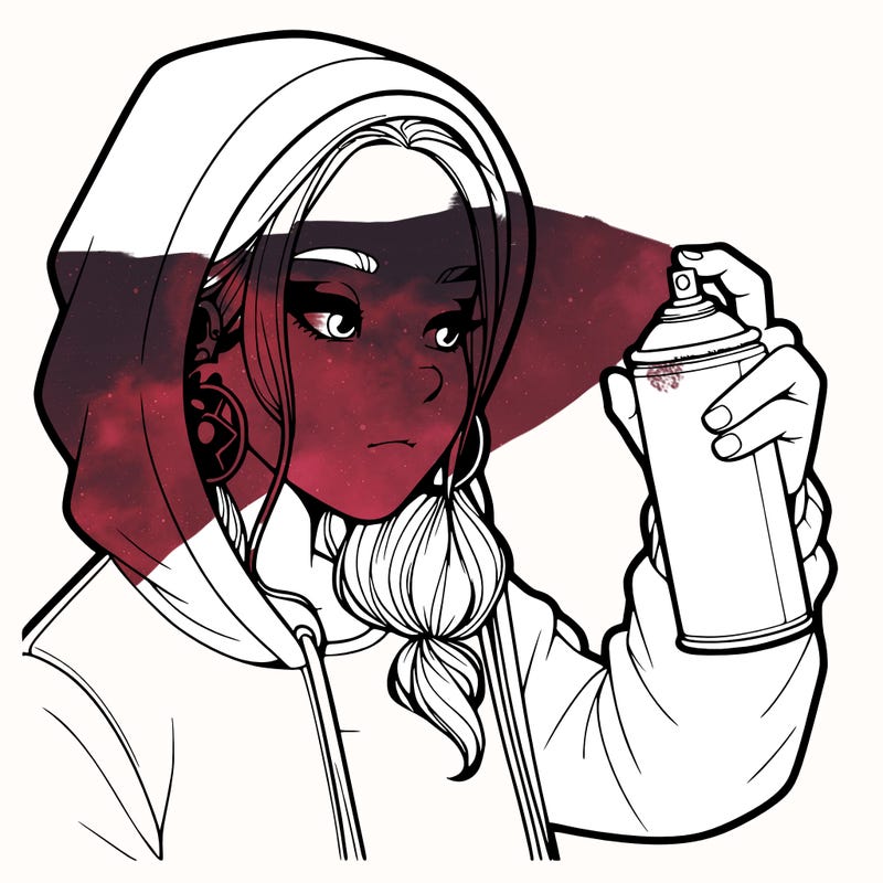 a realistic girl, spray painting