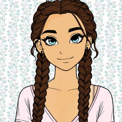 realistic girl with braids