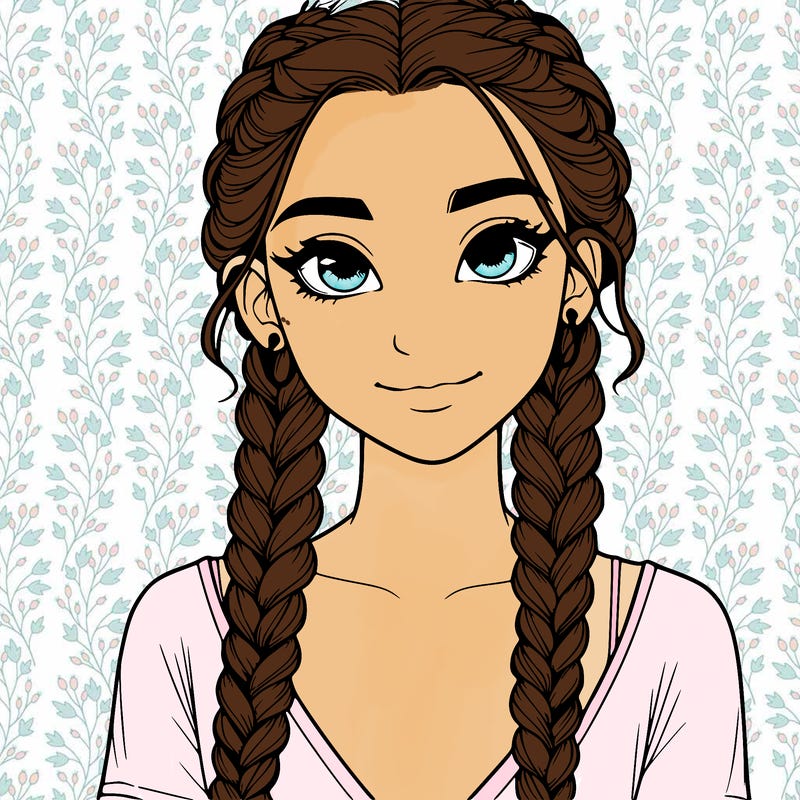 realistic girl with braids