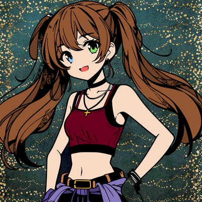 anime girl wearing crop top