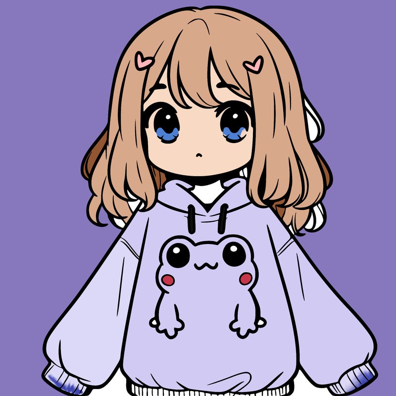 girl wearing frogging sweatshirt