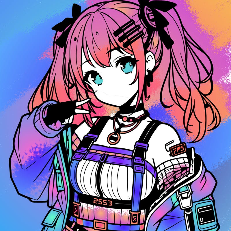 anime teen girl in cyberpunk outfit