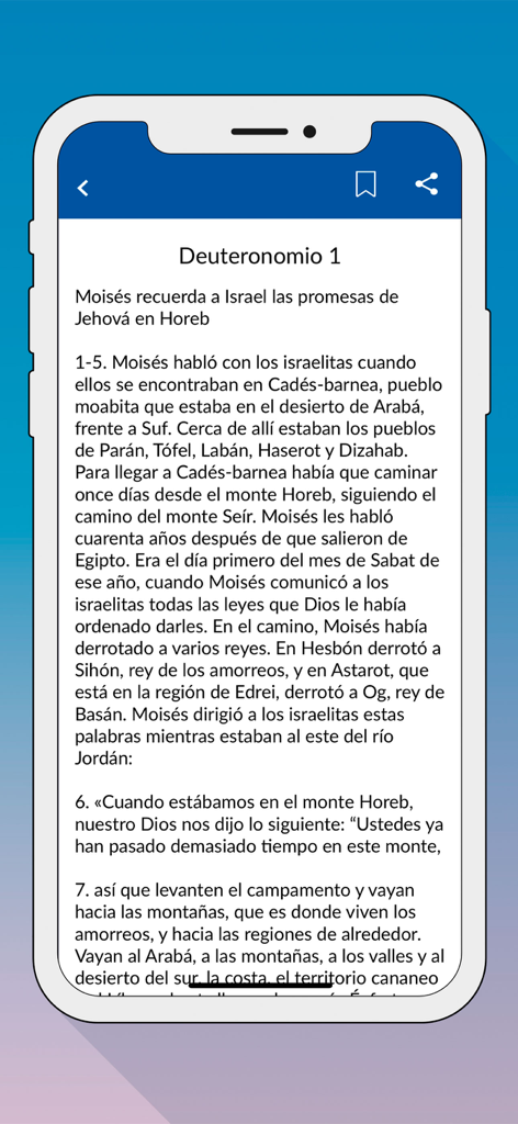 Reading the book of Deuteronomy in Spanish on the Santa Biblia TLA app