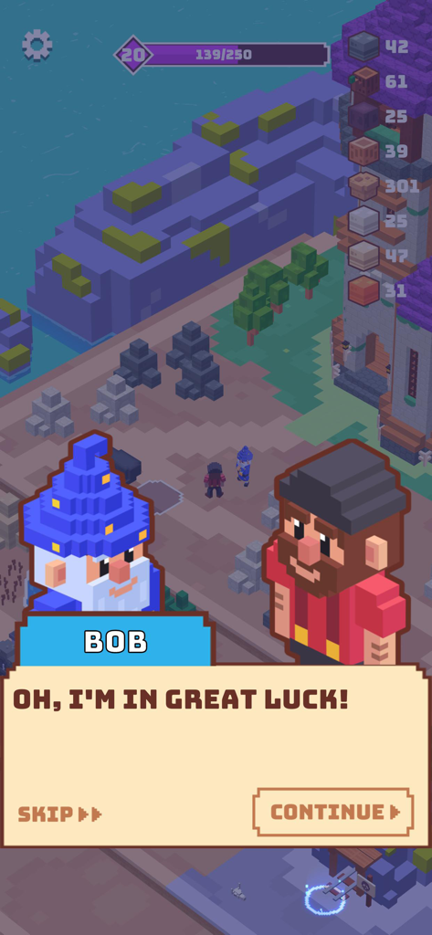 Craft Valley - Building Game - A dialogue screen in the Craft Valley game featuring a character named Bob in a block-based world environment.