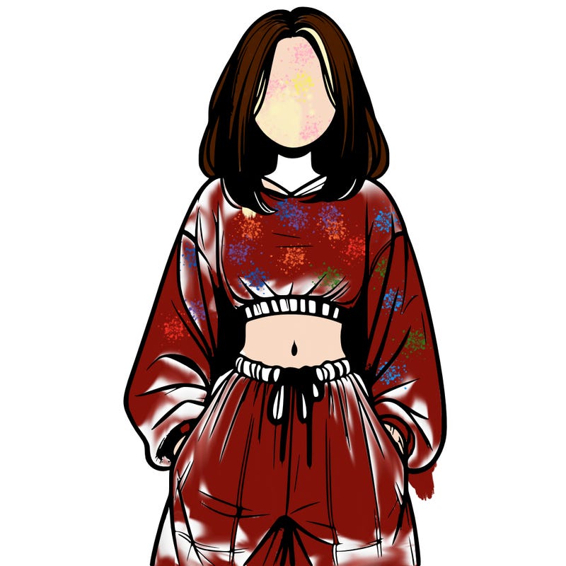 realistic girl faceless with baggy pants and a crop top