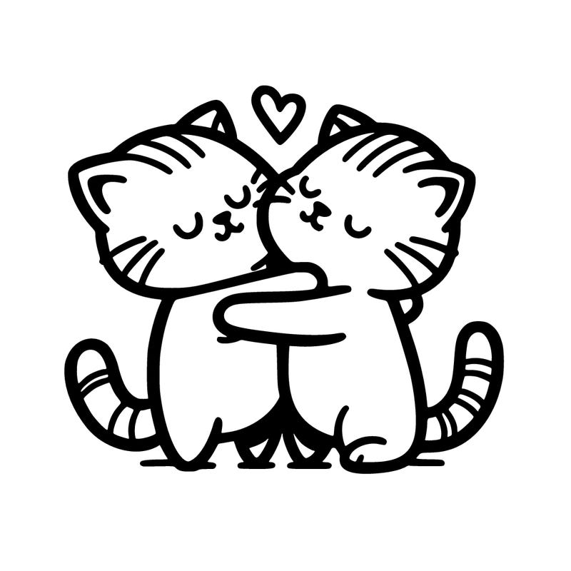 two cats hugging