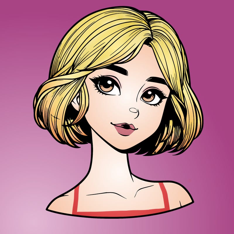 realistic girl with short hair