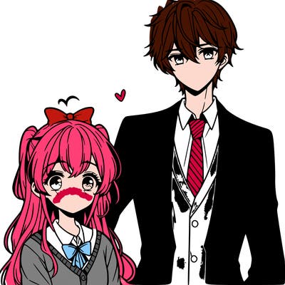 cute anime girl with handsome tall anime boy