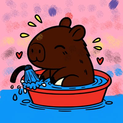 capybara taking a bath
