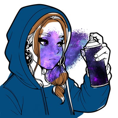 a realistic girl, spray painting