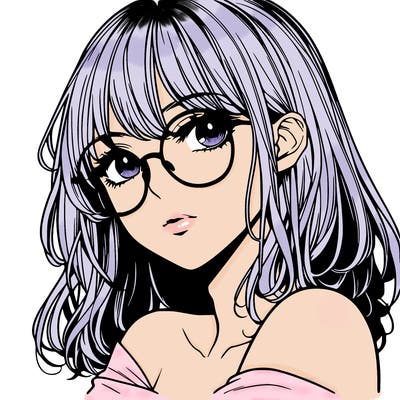 manga woman character with glasses and nice lips