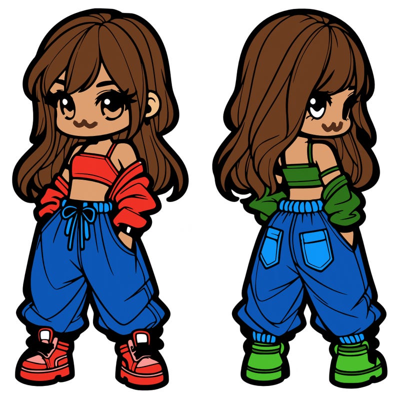 girl in crop top and baggy pants