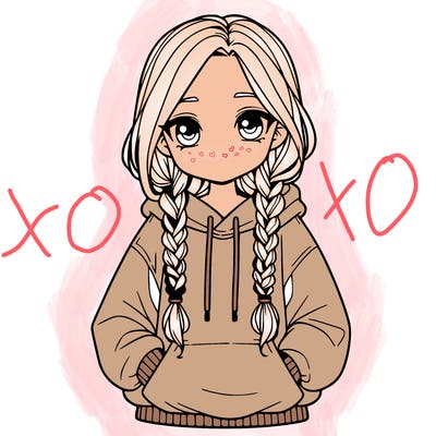 a realistic girl with a oversized hoodie and she has braids