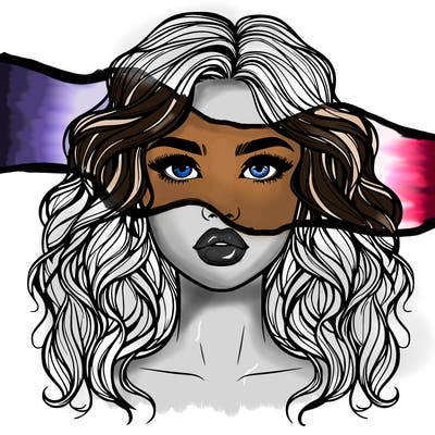 realistic girl with wavy hair and lips