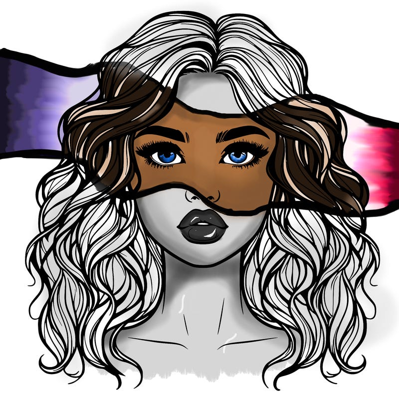 realistic girl with wavy hair and lips