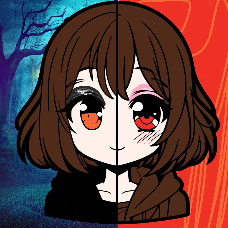 animated girl half anime