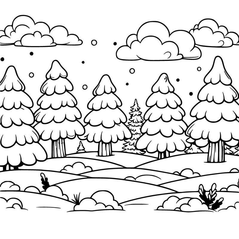snow land with big trees