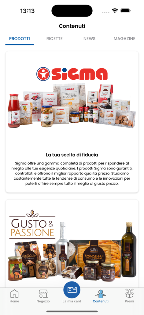 SuperSIGMA - SuperSIGMA mobile app screen showing grocery product lines and categories
