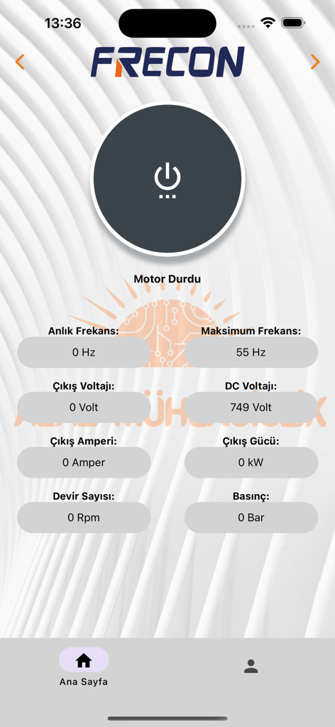 inFlow - Industrial motor driver dashboard showing real-time monitoring of voltage frequency and pressure metrics for irrigation control
