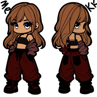 girl in crop top and baggy pants