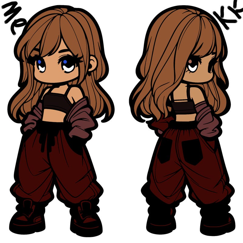 girl in crop top and baggy pants